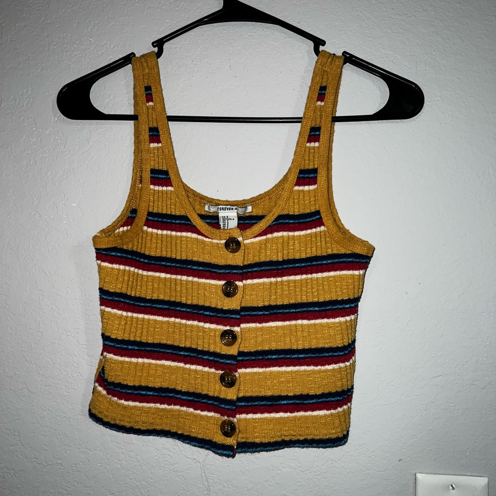 Forever 21 Yellow Stripped Tank top